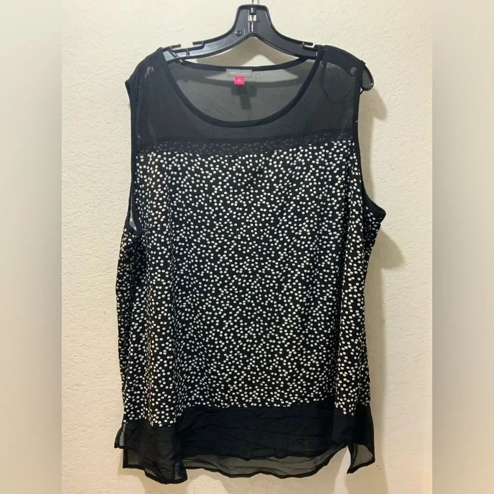 Vince Camuto black white print tank top detail size 3X